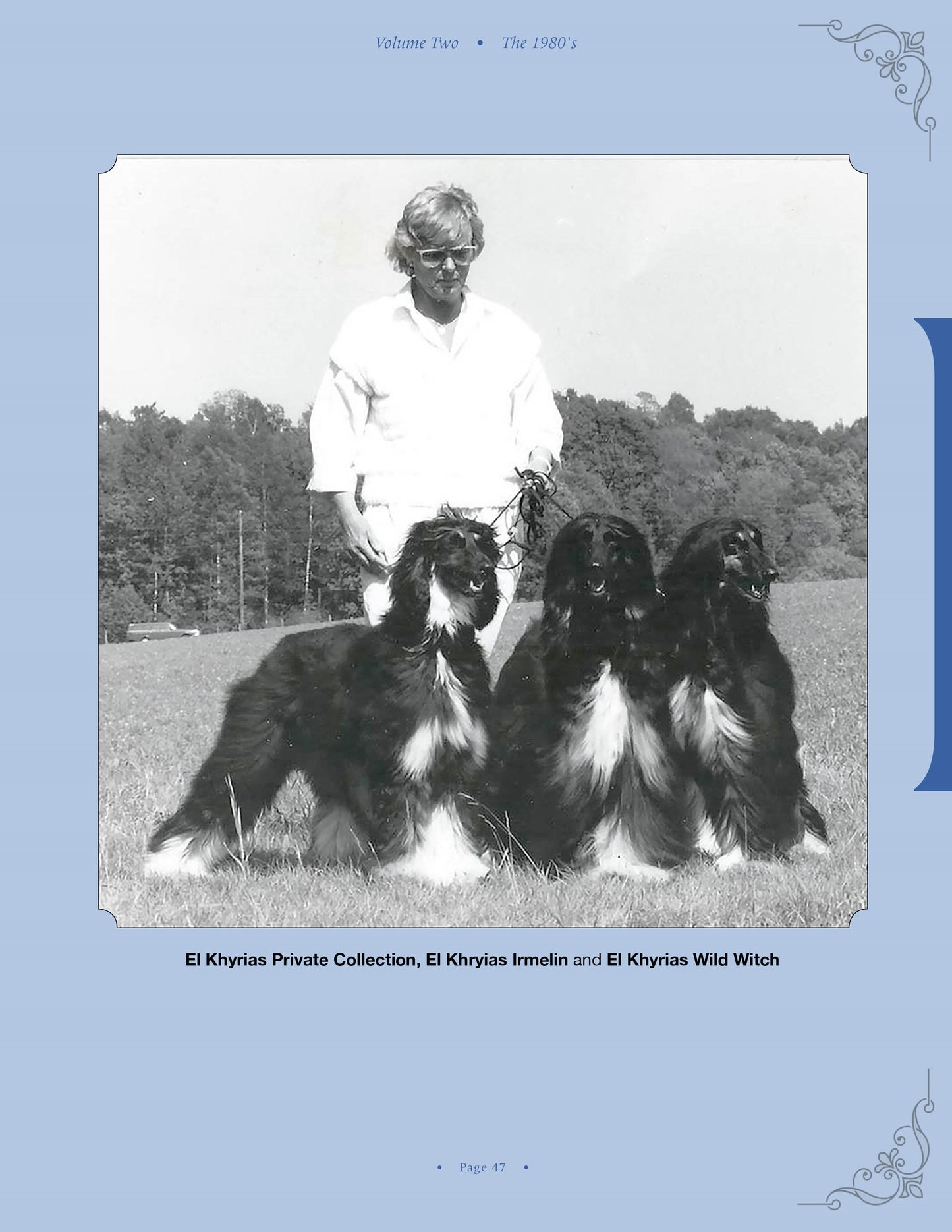El Khyrias Private Collection, El Khryias Irmelin and El Khyrias Wild Witch - a page from Afghan Hounds of Scandinavia and Europe from the 1970's, 80's and 90's (Vol. 2) by Victoria D. Spencer